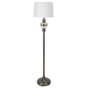 decor therapy redmond glass font steel floor lamp, aged pewter, antique mercury glass