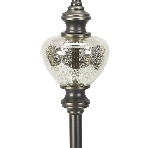 Decor Therapy Redmond Glass Font Steel Floor Lamp, Aged Pewter, Antique Mercury Glass