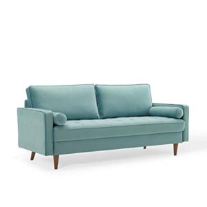 modway valour performance velvet upholstered tufted sofa, mint