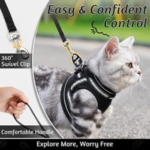 rabbitgoo Cat Harness and Leash Set for Walking Escape Proof, Adjustable Soft Kittens Vest with Reflective Strip for Cats, Comfortable Outdoor Vest, Black, S