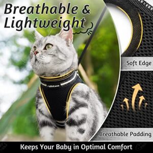 rabbitgoo Cat Harness and Leash Set for Walking Escape Proof, Adjustable Soft Kittens Vest with Reflective Strip for Cats, Comfortable Outdoor Vest, Black, S