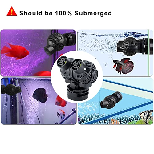 YCTECH Aquarium Wave Maker Pump: 8W 1600GPH 360°Adjustable Power Head Fish Tank Circulation Pump with Magnet Suction Base for Freshwater | Saltwater