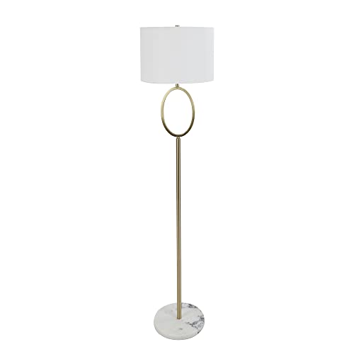 Décor Therapy PL4337 Ava Floor Lamp, Polished Brass, White Marble