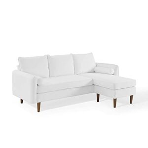 modway revive modern upholstered fabric right or left sectional sofa couch, white