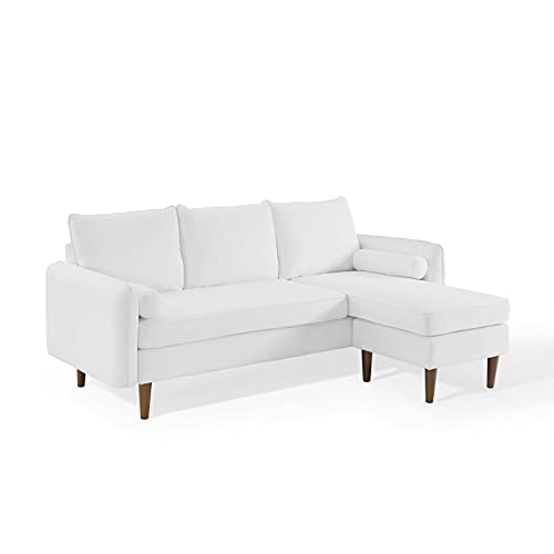 Modway Revive Modern Upholstered Fabric Right or Left Sectional Sofa Couch, White