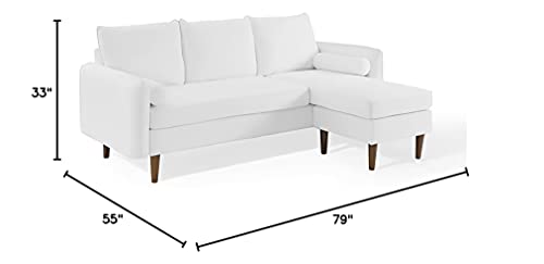 Modway Revive Modern Upholstered Fabric Right or Left Sectional Sofa Couch, White