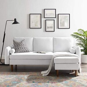 Modway Revive Modern Upholstered Fabric Right or Left Sectional Sofa Couch, White