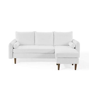 Modway Revive Modern Upholstered Fabric Right or Left Sectional Sofa Couch, White