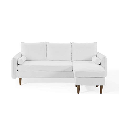 Modway Revive Modern Upholstered Fabric Right or Left Sectional Sofa Couch, White