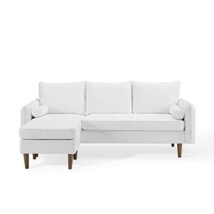 Modway Revive Modern Upholstered Fabric Right or Left Sectional Sofa Couch, White