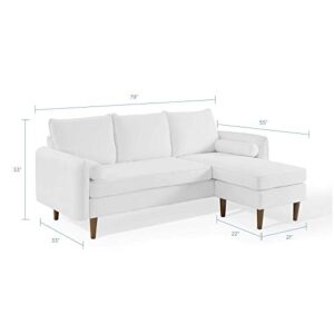 Modway Revive Modern Upholstered Fabric Right or Left Sectional Sofa Couch, White