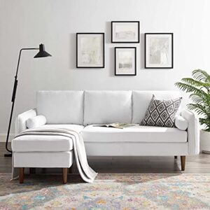 Modway Revive Modern Upholstered Fabric Right or Left Sectional Sofa Couch, White