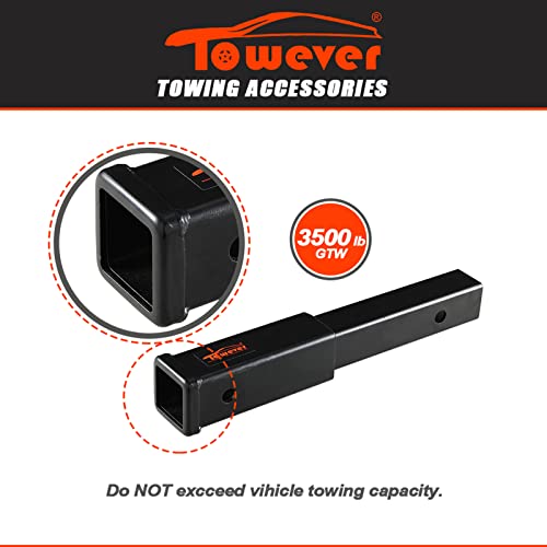 Towever 84433P Trailer Hitch Extender 12 Inch Extension Receiver Tube with Pin and Clip, 12 inches Length, 3,500 lbs. GTW