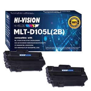 hi-vision hi-yields compatible mlt-d105l toner cartridge replacement for samsung 105l d105l work with scx-4623f scx-4623fn scx-4623fw ml-2525 ml-2525w ml-1910 ml-1915 ml-2540 printer (2xblack)