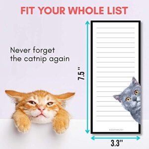 Curious Cats Magnetic To Do List Notepads (3 Pack); Grocery Shopping List Magnet Pad for Fridge; Magnetic Paper Pad for Reminders, Memo Pad and Scratch Pad; Cute Cat Designs | 50 Sheets per Note Pad