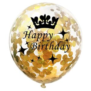 Happy Birthday Balloons Black Gold Party Decorations Latex Gold Confetti Balloon Printed Happy Birthday for Women Men Girl Boy Theme Birthday Party Decoration 15 Pack 12 Inch