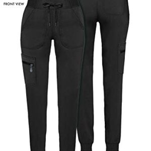 Adar Pro Scrubs for Women - Ultimate Yoga Jogger Scrub Pants - P7104 - Black - M