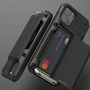 VRS DESIGN Damda Glide Pro Compatible for iPhone 11 Pro Max Case, with [4 Cards] Premium Sturdy [Semi Auto] Credit Card Holder Slot Wallet for iPhone 11 Pro Max 6.5 inch(2019) Black