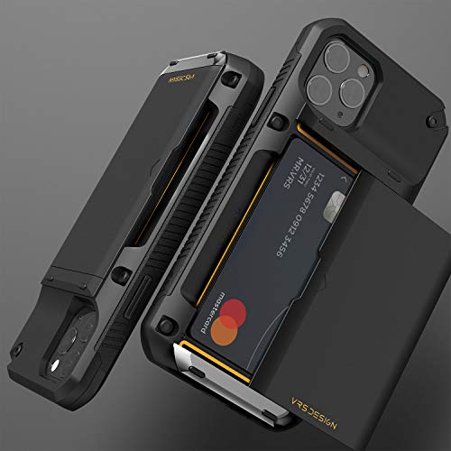 VRS DESIGN Damda Glide Pro Compatible for iPhone 11 Pro Max Case, with [4 Cards] Premium Sturdy [Semi Auto] Credit Card Holder Slot Wallet for iPhone 11 Pro Max 6.5 inch(2019) Black