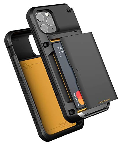 VRS DESIGN Damda Glide Pro Compatible for iPhone 11 Pro Max Case, with [4 Cards] Premium Sturdy [Semi Auto] Credit Card Holder Slot Wallet for iPhone 11 Pro Max 6.5 inch(2019) Black