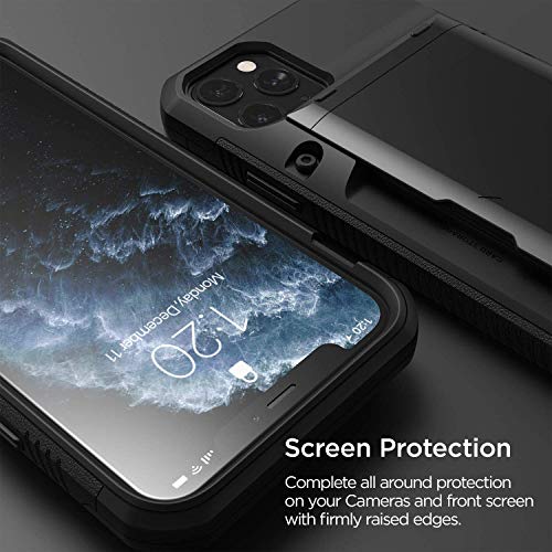 VRS DESIGN Damda Glide Pro Compatible for iPhone 11 Pro Max Case, with [4 Cards] Premium Sturdy [Semi Auto] Credit Card Holder Slot Wallet for iPhone 11 Pro Max 6.5 inch(2019) Black