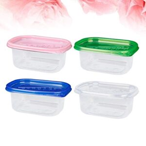 Toyvian 12pcs Food Storage Containers with Lids Rectangular Plastic Lunch Boxes Disposable Food Container Kitchen Sealed Box for Fruit Cake 280ML (Green,Blue,Transparent,Pinkï¼‰