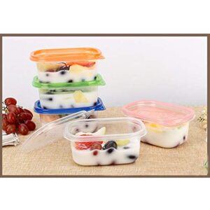 Toyvian 12pcs Food Storage Containers with Lids Rectangular Plastic Lunch Boxes Disposable Food Container Kitchen Sealed Box for Fruit Cake 280ML (Green,Blue,Transparent,Pinkï¼‰