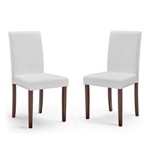 modway prosper faux leather dining side chair set of 2, white