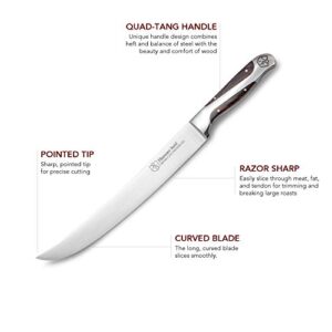 Hammer Stahl 10-Inch Scimitar, X50CrMoV15 Forged German High Carbon Steel Meat Knife with Quad-Tang Pakkawood Handle - Butcher's Breaking Cimitar Knife