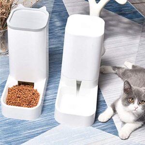 Automatic Pet Cat Dog Food Water Dispenser and Feeder in Set 3.8L, Gravity Waterer Food Bowl Water Drinking Fountain Self-Dispensing for Small Medium Pets Cats Dogs Puppy Kitten