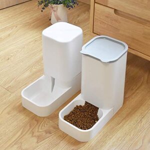 Automatic Pet Cat Dog Food Water Dispenser and Feeder in Set 3.8L, Gravity Waterer Food Bowl Water Drinking Fountain Self-Dispensing for Small Medium Pets Cats Dogs Puppy Kitten