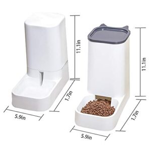 Automatic Pet Cat Dog Food Water Dispenser and Feeder in Set 3.8L, Gravity Waterer Food Bowl Water Drinking Fountain Self-Dispensing for Small Medium Pets Cats Dogs Puppy Kitten