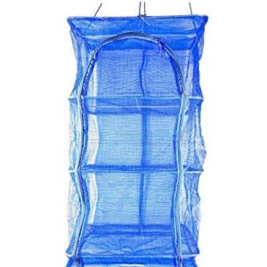 FaFaVila 15.7inch Blue 3 Layer Non-Toxic Nylon Netting Collapsible Mesh Hanging Drying Dry Rack Net Food Dehydrator Receive Storage Carrying Bag (40x40cm/15.7x15.7inch, Blue)