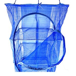 FaFaVila 15.7inch Blue 3 Layer Non-Toxic Nylon Netting Collapsible Mesh Hanging Drying Dry Rack Net Food Dehydrator Receive Storage Carrying Bag (40x40cm/15.7x15.7inch, Blue)