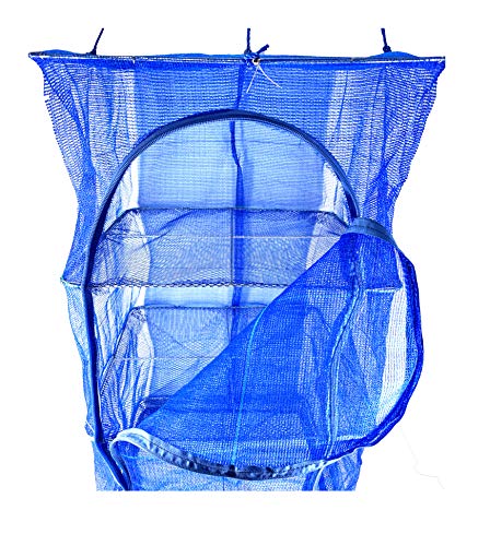 FaFaVila 15.7inch Blue 3 Layer Non-Toxic Nylon Netting Collapsible Mesh Hanging Drying Dry Rack Net Food Dehydrator Receive Storage Carrying Bag (40x40cm/15.7x15.7inch, Blue)