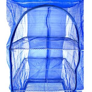 FaFaVila 15.7inch Blue 3 Layer Non-Toxic Nylon Netting Collapsible Mesh Hanging Drying Dry Rack Net Food Dehydrator Receive Storage Carrying Bag (40x40cm/15.7x15.7inch, Blue)