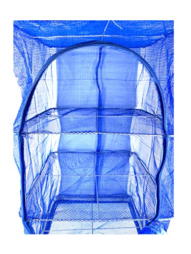 FaFaVila 15.7inch Blue 3 Layer Non-Toxic Nylon Netting Collapsible Mesh Hanging Drying Dry Rack Net Food Dehydrator Receive Storage Carrying Bag (40x40cm/15.7x15.7inch, Blue)