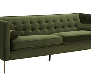 Amazon Brand – Rivet Brooke Contemporary Mid-Century Modern Tufted Velvet Sofa Couch, 82"W, Emerald