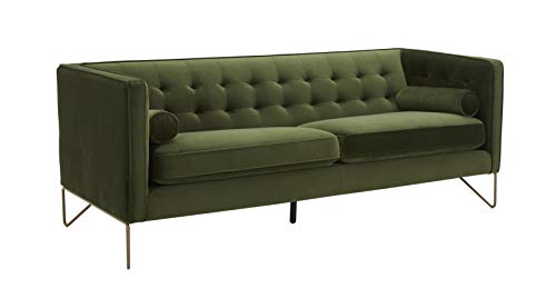 Amazon Brand – Rivet Brooke Contemporary Mid-Century Modern Tufted Velvet Sofa Couch, 82"W, Emerald