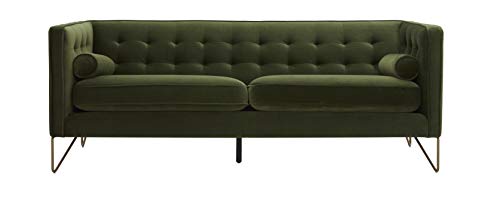 Amazon Brand – Rivet Brooke Contemporary Mid-Century Modern Tufted Velvet Sofa Couch, 82"W, Emerald