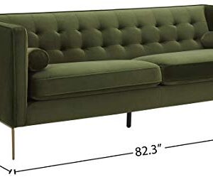 Amazon Brand – Rivet Brooke Contemporary Mid-Century Modern Tufted Velvet Sofa Couch, 82"W, Emerald