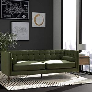 Amazon Brand – Rivet Brooke Contemporary Mid-Century Modern Tufted Velvet Sofa Couch, 82"W, Emerald