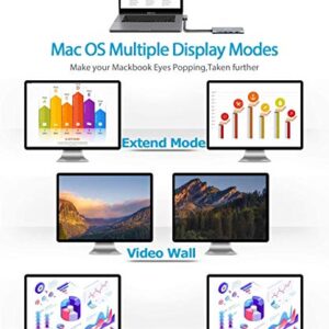 Hiearcool 4K Triple Display 9 in 2 Laptop Docking Station Compatible for MacBook Pro/Air Thunderbolt 3 Multiport Dock USB C Dongle (HDMI PD3.0 SD TF Reader RJ45 USB)