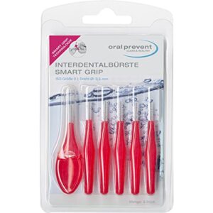 oral prevent smart grip interdental brushes 0.60 mm red (pack of 6)