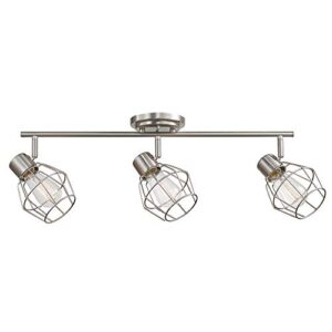 Globe Electric 59701 Cedrick 3-Light Track Lighting, Brushed Nickel, Vintage Edison Bulbs Included