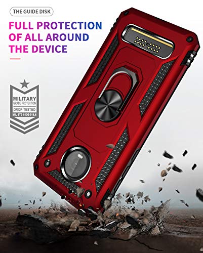 Military Grade Drop Impact for Motorola Moto Z4 Case,Moto Z4 Play Case 360 Metal Rotating Ring Kickstand Holder Magnetic Car Mount Armor Heavy Duty Case Z4 Z4 Play Z4 Force Phone Case (Red)