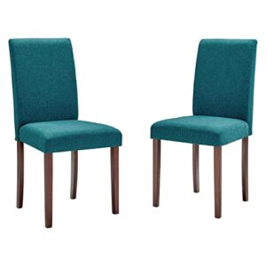 modway prosper upholstered fabric dining side chair set of 2, teal