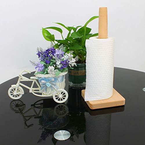 Wooden Paper Towel Holder Countertop Vertical Tissue Holder Rack Bamboo Kitchen Paper Towel Stand