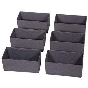 diommell 6 pack foldable cloth storage box closet dresser drawer organizer divider fabric baskets bins containers for clothes underwear bras socks lingerie clothing, dark grey 060