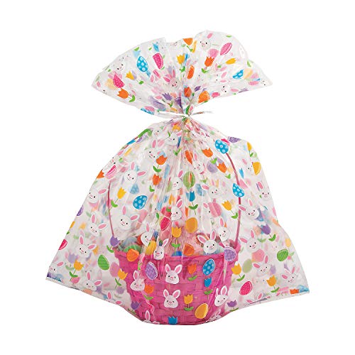 Fun Express 22 Inch X 25 Inch Jumbo Cello Easter Basket Bags - Party Supplies - 12 Pieces